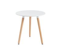 Table à manger 2 personnes en MDF et hêtre - Blanc - ROLENA