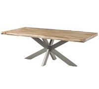 Table à Manger 200x100 en Bois de manguier Beige Pied Central Gris Freeform 5