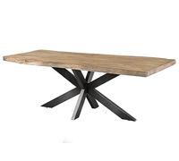Table à Manger 220x100 en Bois de manguier Beige Pied Central Anthracite Brillant Freeform 5