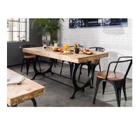 Table à manger 220x100cm - Fer et bois massif recyclé laqué - INDUSTRIAL #29