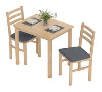 Table à Manger 3 Pièces - TRUXEN8 - HOMCOM - Compact - Chaises Rembourrées - Bois Naturel