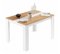 Table à Manger 6 Couverts Maxi Chêne et Blanc L 120 H 73.8 P 80 cm