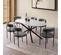 Karvia table à manger 6 personnes gris et noir 180 cm