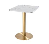 Table à manger 60 x 60 cm pied doré et revêtement marbre blanc/argent - Oviala