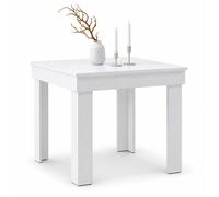Homestyle4u Table à manger carrée - 80 x 80 cm - Blanc - Pour 2 à 4 | Table à manger carrée de 80 x 80 cm en blanc, peu encombrant pour les petites cuisines, avec surface facile d'entretien et 2