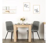 Table à Manger 80x80 + 2 Chaises Gris Ensemble Cuisine Chêne Sonoma Homestyle4u