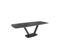 ÁNGEL CERDÁ - Table de salle à manger extensible rectangulaire - 2 pièces extensibles de 40 cm - Dimensions 160-240 x 100 x 76 cm - Table rectangulaire extensible marbre porcelaine et acier noir pour