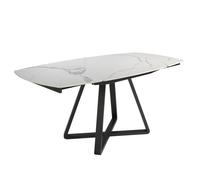 Table à manger à rallonge baril ovale marbre porcelaine et acier noir 1096 - ANGEL CERDÁ