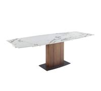 Table à manger à rallonge baril ovale marbre porcelaine Marron