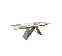 Angel Cerdá - Table a Manger Extensible Moderne en grès cérame | Pieds Acier Couleur Champagne | Élégante et Sophistiquée | pour 10 Convives | 180/240 x 90 x 76 cm