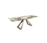 Angel Cerdá - Table a Manger Extensible Moderne en grès cérame | Pieds Acier Inoxydable | 2 Rallonges 40cm | pour 10 Convives | Résistante | 160/240 x 90 x 76 cm