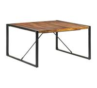 Table À Manger Acacia Massif Grain Naturel Avec Pieds En Acier Style Industriel Carrée Marron