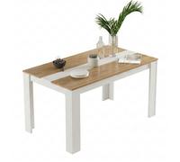 Table à manger - ACTUAL DIFFUSION - Maxi - Imitation chêne - Blanc - 8 couverts