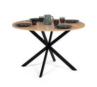 IDMarket - Table à Manger Ronde Alix 6 Personnes Pied araignée Bois et Noir 110 cm