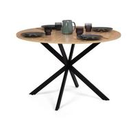 Table À Manger Alix Ronde 4-6 Personnes Pied Araignée Bois Et Noir 120 Cm Noir