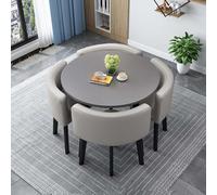 Table à Manger avec 4 Chaises Ensemble Table et 4 Chaises Encastrables Carré Round Conference Table Table Ronde avec 4 Chaises Table et Chaises Salle Manger pour Salon Cuisine,031,80cm/31.5in