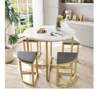 Table a Manger avec 4 Chaises-Tables et Chaises de Luxe-Tables de Salle à Manger avec Armature en Fer - 4 Personnes-Grey
