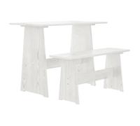 Table à manger avec banc - COCO - Table de Repas - Contemporain - bois de pin massif - blanc - 92 x 28 x 43 cm|351253