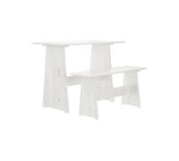Table à Manger avec Banc Dîner Repas Cuisine Blanc Bois de Pin Solide vidaXL