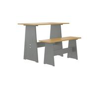 Table à Manger avec Banc, Table de Repas avec Siège, Meubles à Manger de Cuisine Intérieur Maison, Marron Miel et Gris Bois de Pin Solide