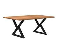 Table à manger avec bord vivant 180x100x74 cm bois massif chêne Marron