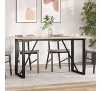 Table à manger avec cadre en O - 160 x 80 x 75 cm - Bois de pin massif et acier - Table de cuisine rectangulaire - Table de salle à manger robuste pour famille