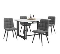 Table à manger avec chaises 4 personnes table 140x80 cm et 4 chaises en velours gris pour salle à manger élégante