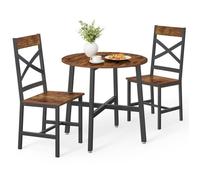Table à Manger avec Chaises, Cadre en Acier, Style Industriel, Hauteur d'assise 44 cm, pour Salon, Cuisine, Marron Rustique et Noir