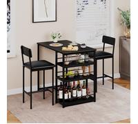 TABLE A MANGER AVEC CHAISES - Ensemble table de bar avec 2 tabourets 91x50x91cm - pour salle à manger, cuisine - Noir