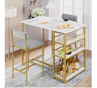 TABLE A MANGER AVEC CHAISES - ensemble table et chaise 91x50x91cm - Marbre bureau pour salle à manger cuisine - Or