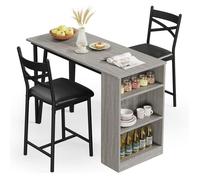 TABLE A MANGER AVEC CHAISES - table cuisine 91x50x91cm avec 2 chaise - Extensible - pour salle à manger, cuisine - Gris