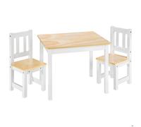 Table à manger avec chaises - TECTAKE - Ensemble d'activités ALICE 2 sièges en bois de pin 60 cm x 50 cm x 48 cm - Blanc