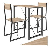 Table à manger avec chaises - TECTAKE - Ensemble dîner MARGATE 2 sièges style industriel en bois et acier - Bois Clair