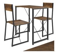 Table à manger avec chaises - TECTAKE - Ensemble dîner MARGATE 2 sièges style industriel en bois et acier - Bois Foncé