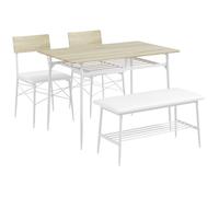 Table à manger avec deux chaises, un banc, ensemble de 4 pièces, table de cuisine avec étagères pour 4 personnes, petit gr