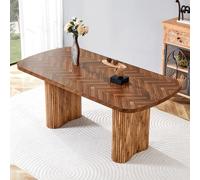 Table à Manger avec Pieds courbés 180 × 90 cm, adaptée aux salles à Manger et aux espaces de réception des Maisons contemporaines (Walnut + Wood)