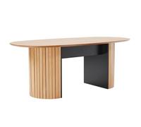 Table à manger avec plateau en MDF plaqué chêne 10 personnes - Oviala