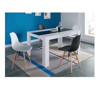 Table à manger - BAÏTA - Gamme DAMIA - Noir et blanc - L 140 x P 90 x H 75 cm