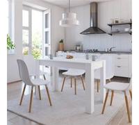 vidaXL Table à manger en bois d’ingénierie blanc – Pour cuisine et intérieur