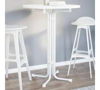 Table à Manger Blanc Ø80x110 cm Bois d'ingénierie et Acier,Table à Manger Pliante en Bois d'ingénierie et Acier Enduit de Poudre, idéale pour Les Repas en Famille ou Entre Amis Salle à Manger