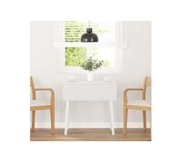 vidaXL Table à manger 4102534 - bois massif et caoutchouc, blanc