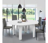 Table à manger ronde extensible - IDMARKET - DONA - Blanc - 4-8 personnes - 110-150 cm