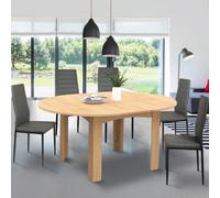 Table à manger bois extensible ronde pour 4-8 personnes