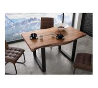 Table à manger - Bois massif d'acacia - 140x90 cm - Bois naturel-Anthracite mat - Pieds en U - FREEFORM 5