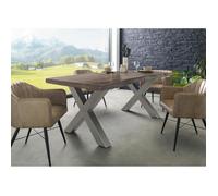 Table à manger - Bois massif d'acacia - 180x90 cm - Taupe-Gris - Pieds en X- FREEFORM 5