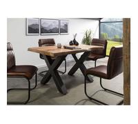 Table à manger - Bois massif de manguier - 140x90 cm - Bois naturel-Anthracite mat - Pieds en X - FREEFORM 5