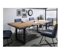 Table à manger - Bois massif de manguier - 180x90 cm - Beige-Anthracite mat - Pieds en U - FREEFORM 5