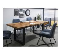 Table à manger - Bois massif de manguier - 180x90 cm - Bois naturel-Anthracite mat - Pieds en U - FREEFORM 5