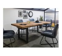 Table à manger - Bois massif de palissandre - 180x90 cm - Bois teinté-Anthracite mat - Pieds en U - FREEFORM 5