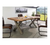 Table à manger - Bois massif de palissandre - 200x100 cm - Bois teinté-Gris - Pieds en X - FREEFORM 5